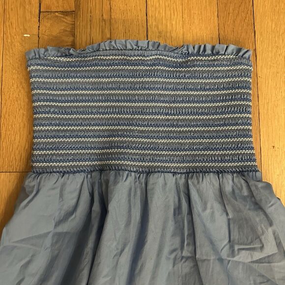 American Eagle Blue Smockin on Sunshine Strapless Midi Dress Size Medium - Picture 6 of 12